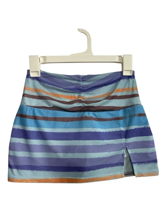 Tiger Mist Mini Skort SM Blue Striped Ruched Mesh Y2K Island Summer Stretch - Picture 3 of 12